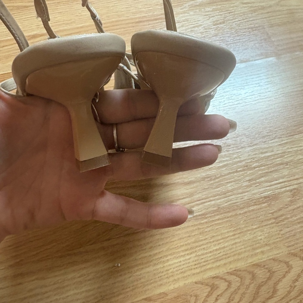 Elegant Tan Women's Slingback Shoes - Picture 5 of 7